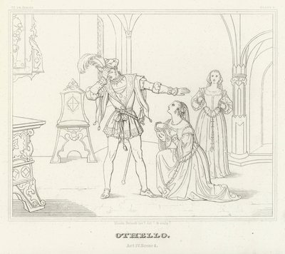 Othello, dějství IV, scéna 2 (rytina) od Friedrich August Moritz Retzsch