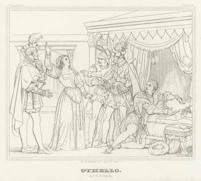 Othello, dějství V, scéna 2 (rytina) od Friedrich August Moritz Retzsch