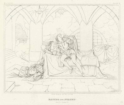 Romeo a Julie, dějství V, scéna 3 (rytina) od Friedrich August Moritz Retzsch