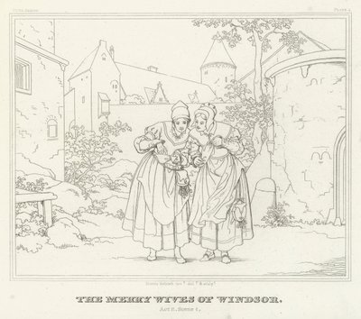 The Merry Wives of Windsor, Act II, Scéna 1 (rytina) od Friedrich August Moritz Retzsch