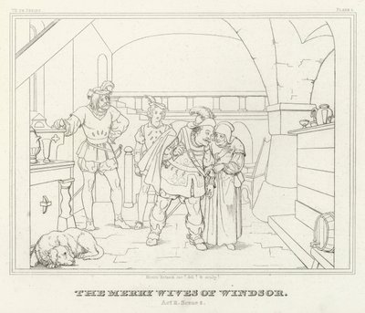 The Merry Wives of Windsor, Act II, Scéna 2 (rytina) od Friedrich August Moritz Retzsch