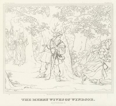 The Merry Wives of Windsor, Act V, Scéna 4 (rytina) od Friedrich August Moritz Retzsch
