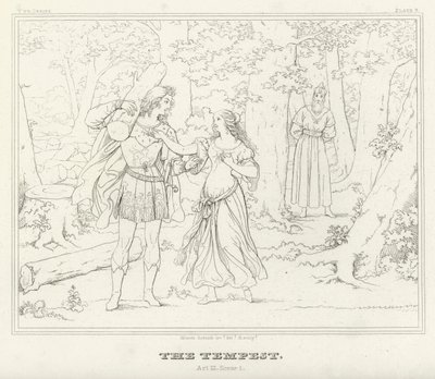 Bouře, dějství III, scéna 1 (rytina) od Friedrich August Moritz Retzsch