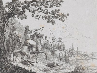 Kozáci jedoucí po břehu řeky, 1814. od Friedrich August de La Belle