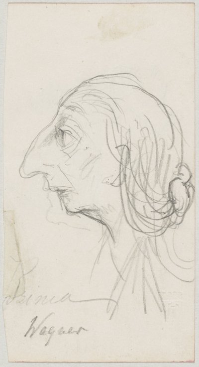 Karikatura Cosimy Wagnerové od Friedrich August von Kaulbach