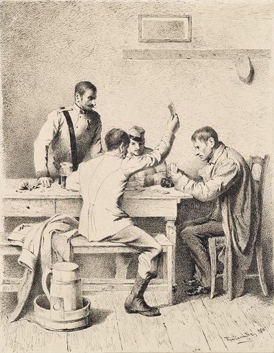 Vojáci hrající karty od Friedrich Friedländer Ritter von Malheim