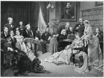 Richard Wagner a Liszt v Bayreuthu s Cosimou a Siegfriedem - po Fritz Georg Papperitz od Friedrich Georg Papperitz