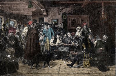 Silesian War: Recruiting for the Silesian Army - Silesia Wars (1740-1763): Recruiting the troops of Frederic II of Prussia, known as the Great (1712-1786) - 1882 - Woodcut by Hiddemann, Friedrich (1829-1892)   1404413   cs       czech Successfully Translat od Friedrich Hiddemann