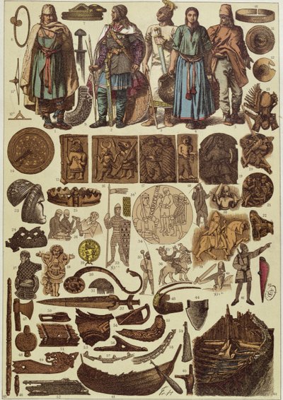 Skandinávské kostýmy a předměty do roku 1200, konec 19. století od Friedrich Hottenroth