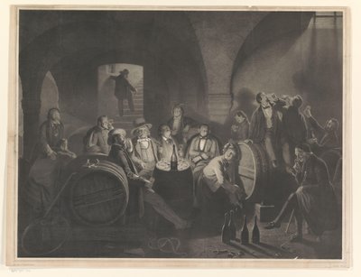 Společnost pijících mužů ve vinném sklepě od Friedrich Jentzen