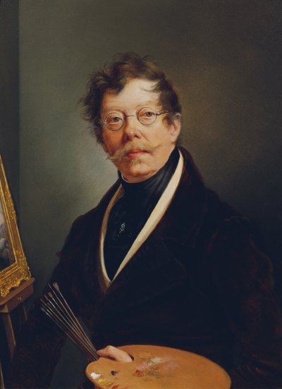 Autoportrét na stojanu od Friedrich Johann Gottlieb Lieder