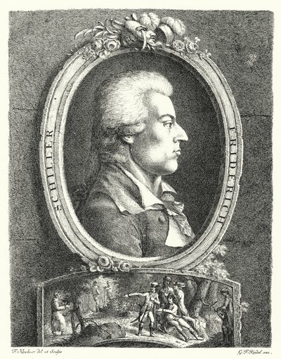 Friedrich Schiller , německý básník, dramatik a filozof (rytina) od Friedrich Kirschner