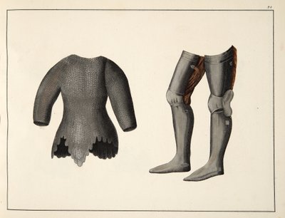 Brnění, deska z Historie vývoje a zvyků rytířství, od Dr. Franze Kottenkampa, vydal Carl Hoffmann, 1842 od Friedrich Martin von Reibisch