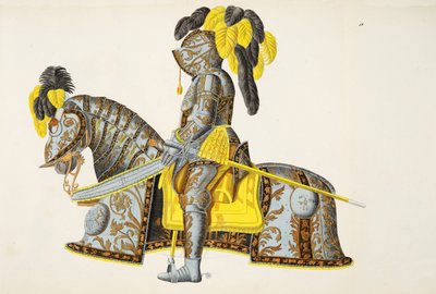 Brnění nošené kurfiřtem Christianem I., štítek z „Historie vývoje a zvyků rytířství“, od Dr. Franze Kottenkampa, vydané Carlem Hoffmannem, 1842 od Friedrich Martin von Reibisch
