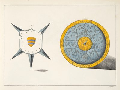Štíty, deska z knihy "A History of the Development and Customs of Chivalry", autor Dr. Franz Kottenkamp, vydáno Carlem Hoffmannem, 1842. od Friedrich Martin von Reibisch
