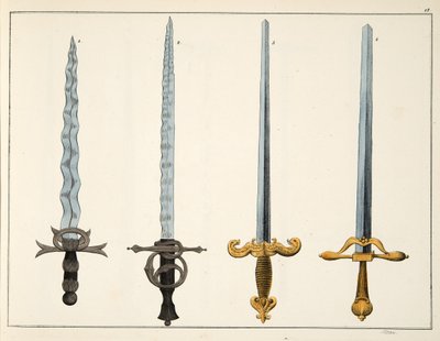 Meče, deska z „Historie vývoje a zvyků rytířství“, od Dr. Franze Kottenkampa, vydal Carl Hoffmann, 1842 od Friedrich Martin von Reibisch