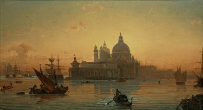 Večerní atmosféra v Benátkách se Santa Maria della Salute od Friedrich Nerly