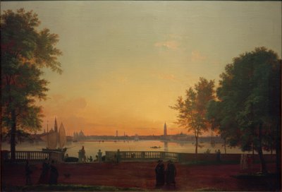 Pohled na Benátky z Giardini Pubblici od Friedrich Nerly