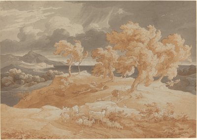 Italská pobřežní krajina s bouřkou od Friedrich Preller the Elder