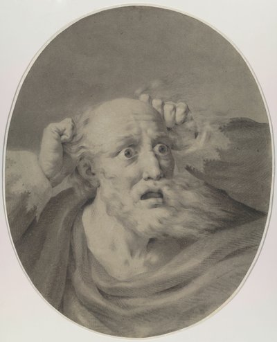 Starý muž s plnovousem, škrábající si vlasy. od Friedrich Rehberg