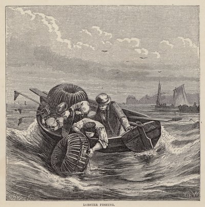 Lov humrů (barevné rytí) od Friedrich Specht
