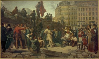 Únorová revoluce 1848, pařížské barikády / drahokam. Martersteig od Friedrich Wilhelm Martersteig