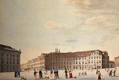 Královské náměstí v Kasselu (pero a akvarel na papíře) od Friedrich Wilhelm Selig