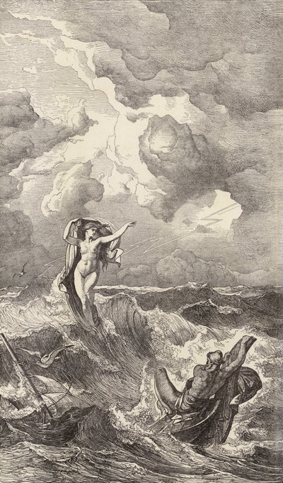 Leukécie a Odysseus (rytina) od Friedrich the Elder Preller