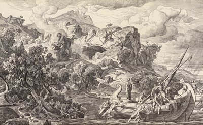 Odysseus opouští ostrov Kyklopů (rytina) od Friedrich the Elder Preller