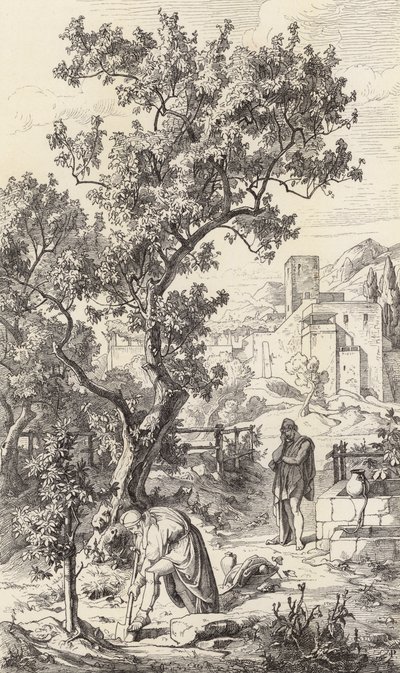 Odysseus na návštěvě u svého otce Laerta (rytina) od Friedrich the Elder Preller
