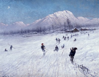 Zimní odpoledne pod Ulrikenem (Bergen) (olej na plátně) od Frithjof Smith Hald