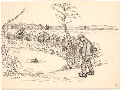 Farmář u zamrzlého jezera od Fritz Syberg