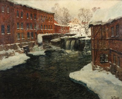 Mlýnská scéna, asi 1885-90 (olej na plátně) od Fritz Thaulow