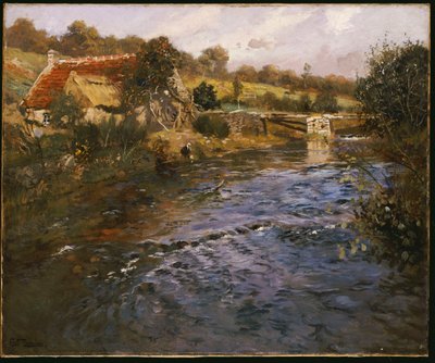 Říční krajina s pračkou od Frits Thaulow