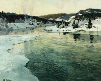 Zima na řece Mesna poblíž Lillehammeru, c. 1905-06 od Frits Thaulow