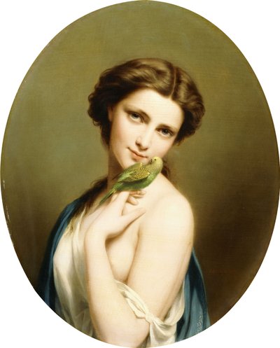 Mladá kráska s andulkou, od Fritz Zuber Buhler