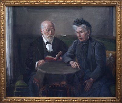 Senátor Gustav Hertz a jeho manželka. Obraz Fritze von Uhde (1848-1911), olej na plátně od Fritz von Uhde