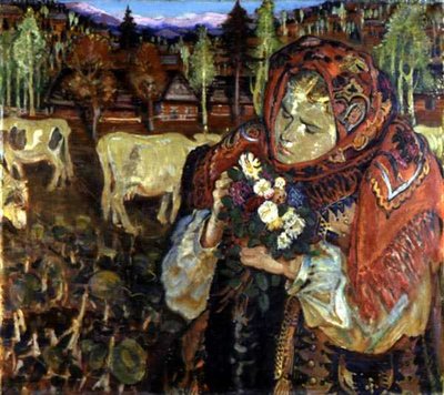 Mladá dívka s květinami od Fryderyck Pautsch