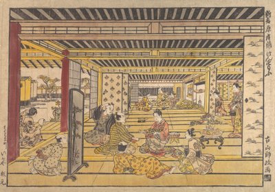 Hra Hand Sumo v New Yoshiwara, ca. 1740. od Furuyama Moromasa