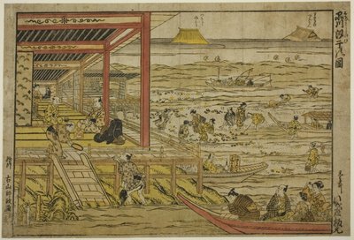 Gate Ring Fish v Shinagawa (kopání škeblí v Shinagawa) od Furuyama Moromasa