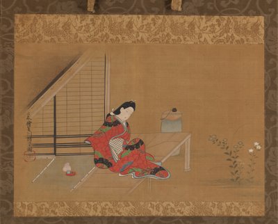 Mladá žena na verandě, druhá polovina 17. století. od Furuyama Moroshige