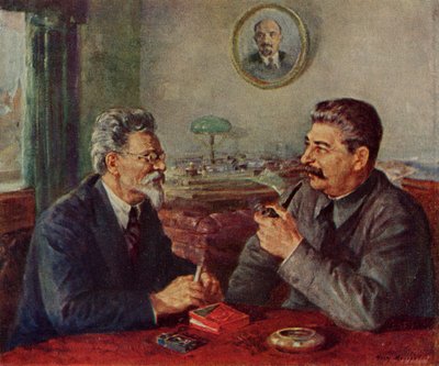 Josif Stalin (1879-1953) a Michail Ivanovič Kalinin (1875-1946) od Fyodor Alexandrovich Modorov