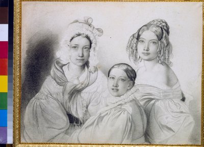 Portréty hraběnek Praskovia (1817-1835), Naděždy (1822-1840) a Marie (1813-1849), dcer ruského knížete Piotra Viazemského (Pierre Wiazemsky) (1792-1878) - Kresba Feodora (Fidelio) Bruni ( 1799-1875) od Fyodor Bruni