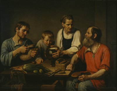 Rolnická rodina před večeří, 1824 od Fyodor Grigoryevich Solntsev