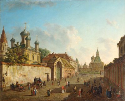 Pohled z náměstí Lubjanka na Vladimirskou bránu v Moskvě, Rusko, 19. století. od Fyodor Yakovlevich Alexeev