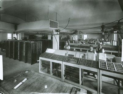 New York Evening Post Type-Setting Room (želatinová stříbrná fotografie) od G.P. Hall und Sohn