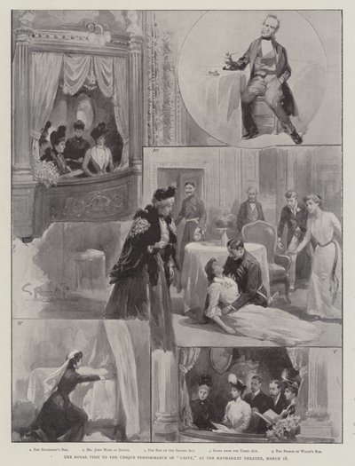 Královská návštěva jedinečného představení Caste v divadle Haymarket, 18. března od G.S. Amato
