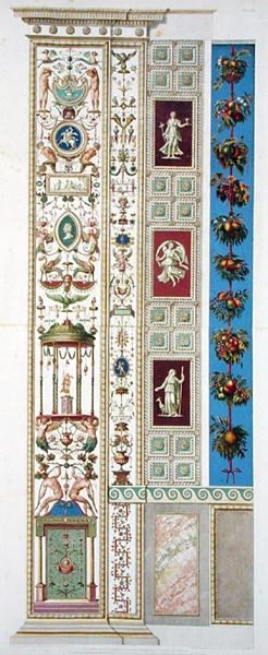 Panel z Rafaelovy lodžie ve Vatikánu, z knihy "Delle Loggie di Rafaele nel Vaticano", vyryl Giovanni Ottaviani (asi 1735-1808), vydáno asi 1772-77 (ručně kolorovaná rytina) od G. and Camporesi P. Savorelli