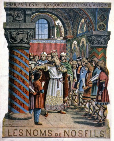 Karel Veliký a škola, kolem roku 1900 (ilustrace) od G. Dascher