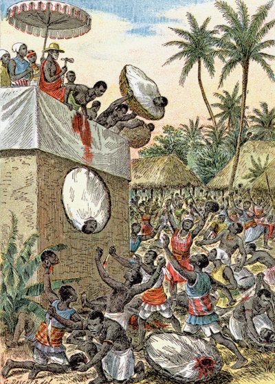 Lidské oběti v Africe, cca 1900 (ilustrace) od G. Dascher